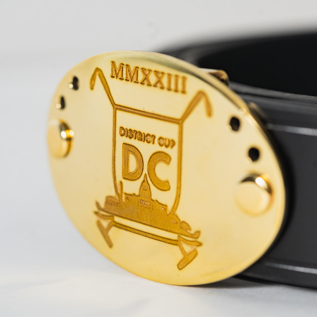 Play the Game TDC Leather Belt - Gold/Black (CUSTOM MADE TO ORDER)